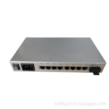 100m 1 Optical Port and 8 RJ45 Port Media Converter